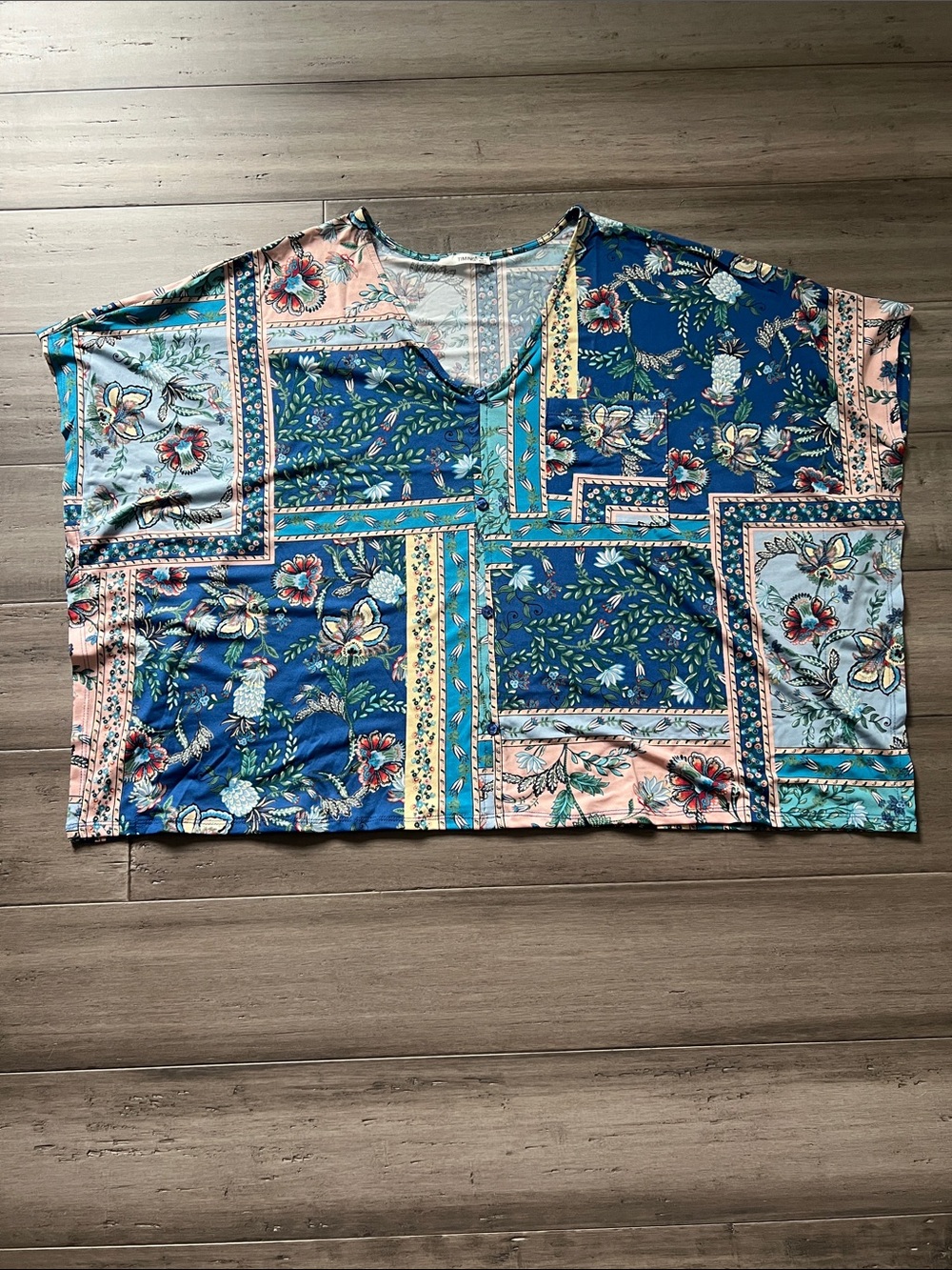 Floral Patchwork V‑Neck Top